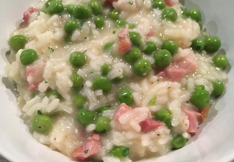Risotto met spekjes en erwtjes