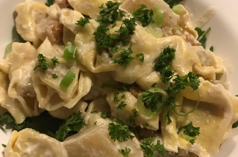 Tortellini met peer en gorgonzola