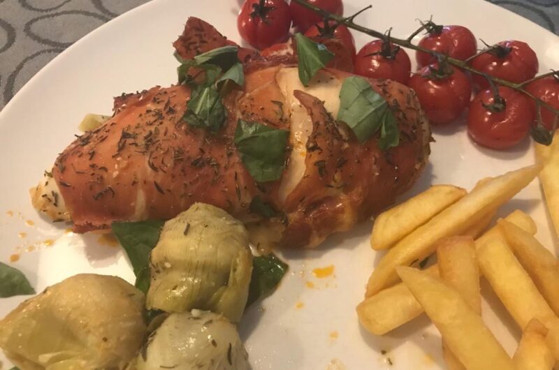 Gevulde kipfilet met tomaat en artisjokken
